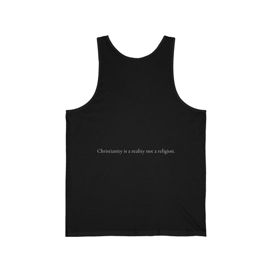 New Dawn Unisex Jersey Tank "Christianity is a reality not a religion."